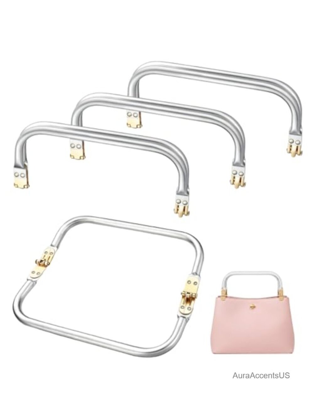 4 Pack 8 Inch Metal Purse Frames with Hinges for DIY Bag Making